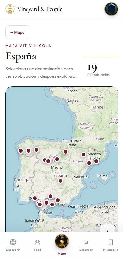 Mapa vitivinícola de España con 19 denominaciones publicadas