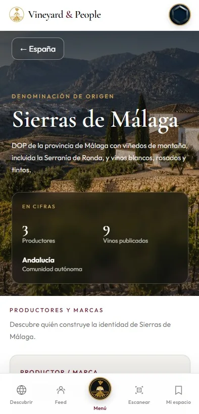 Ficha de la DO Sierras de Málaga en el explorador